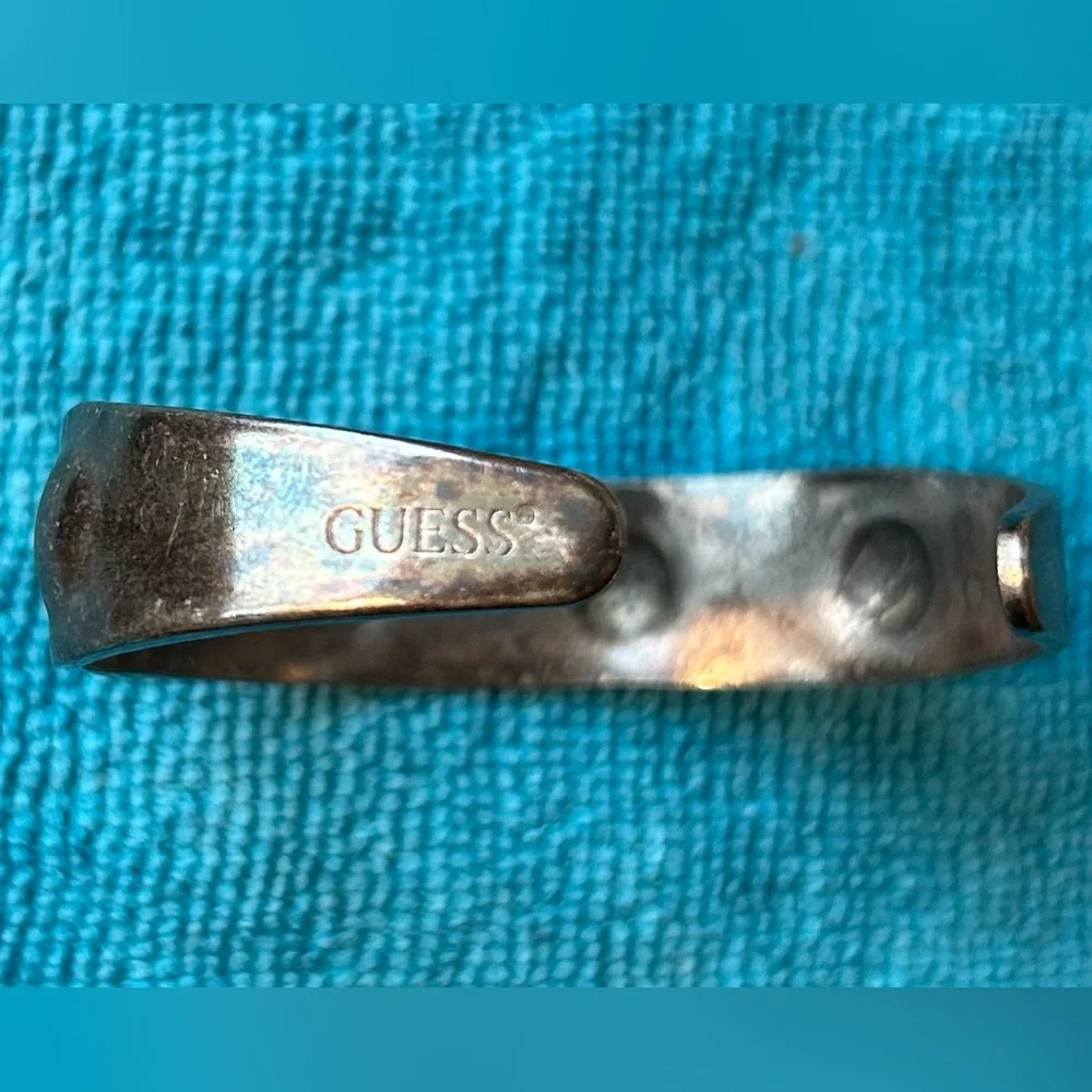Silver Cuff by GUESS -  distressed design - Picture 3 of 6